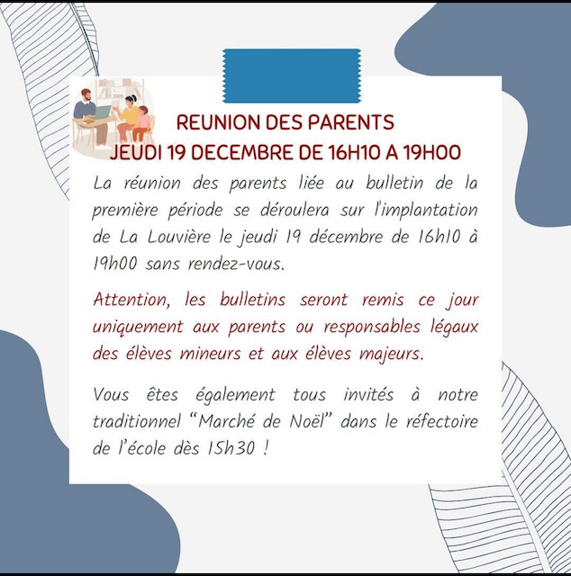 Réunion des parents - Marché de Noël 2024